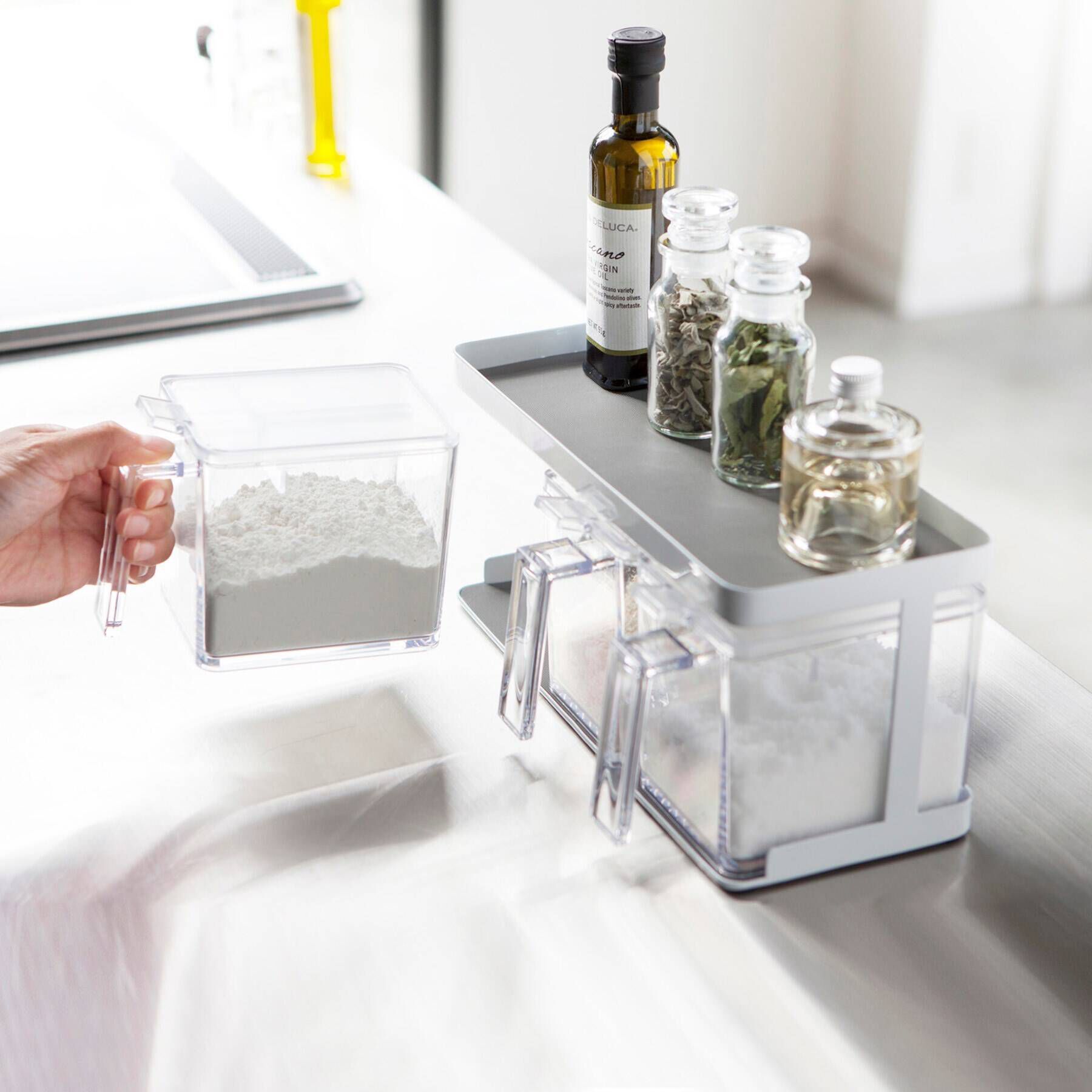 212 KITCHEN STORE「調味料ストッカーラックワイド WH 山崎実業 ＜tower タワー＞」|食器・キッチングッズ|