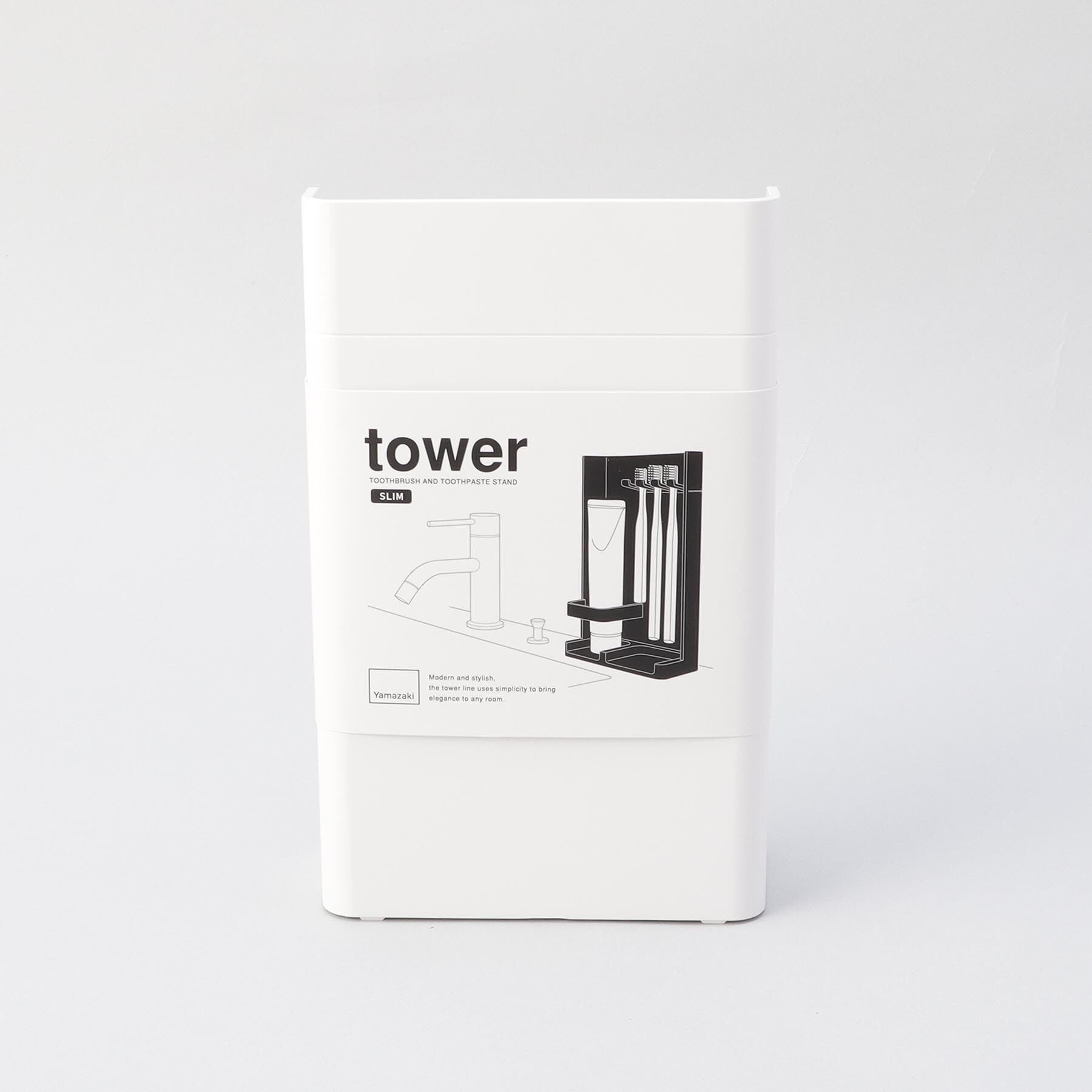 212 KITCHEN STORE「目隠しチューブ＆歯ブラシスタンド スリム WH 山崎実業 ＜tower タワー＞」|食器・キッチングッズ|