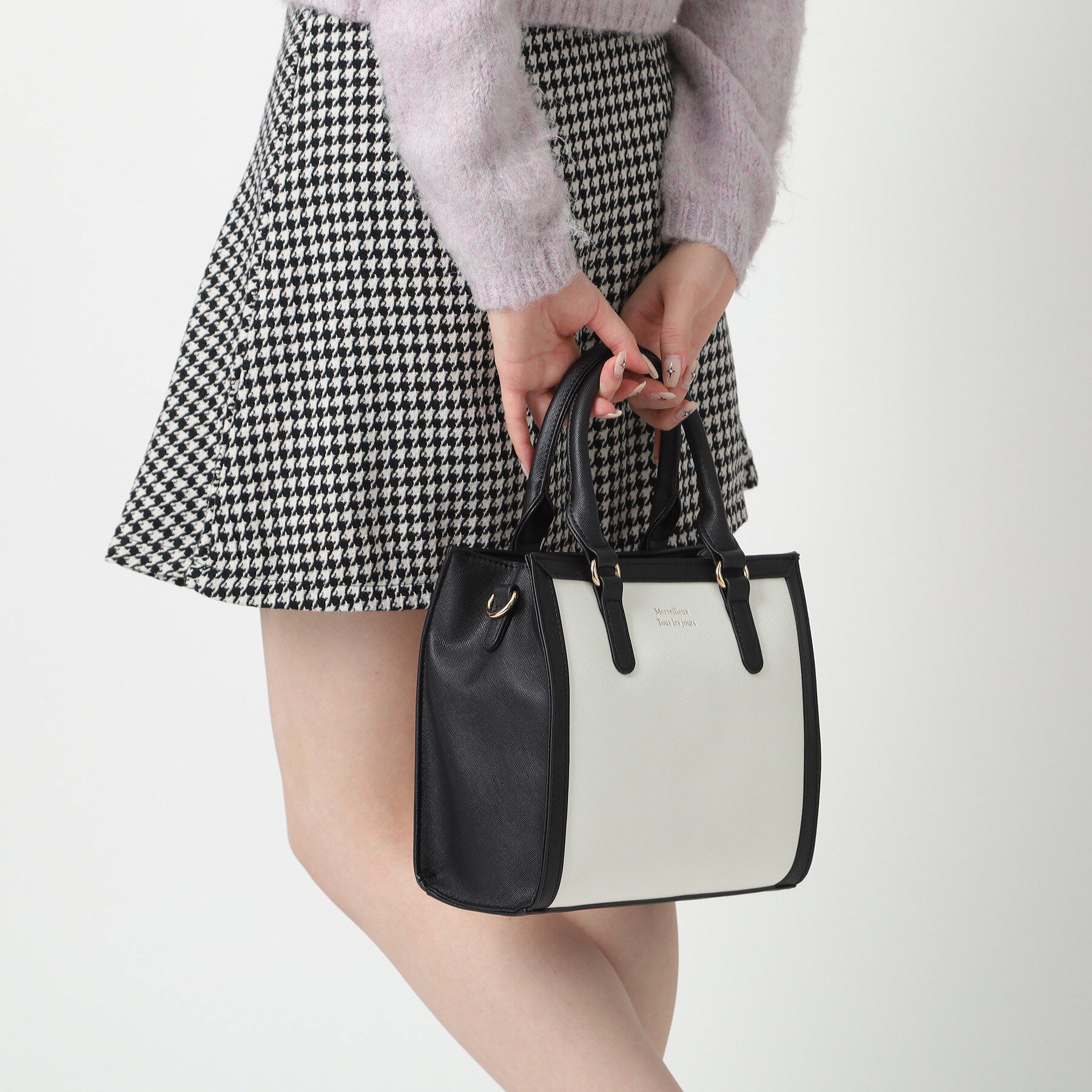 Ober Tashe「バイカラー2WAYスクエアショルダーミニトートバッグ」|ショルダー・メッセンジャー|