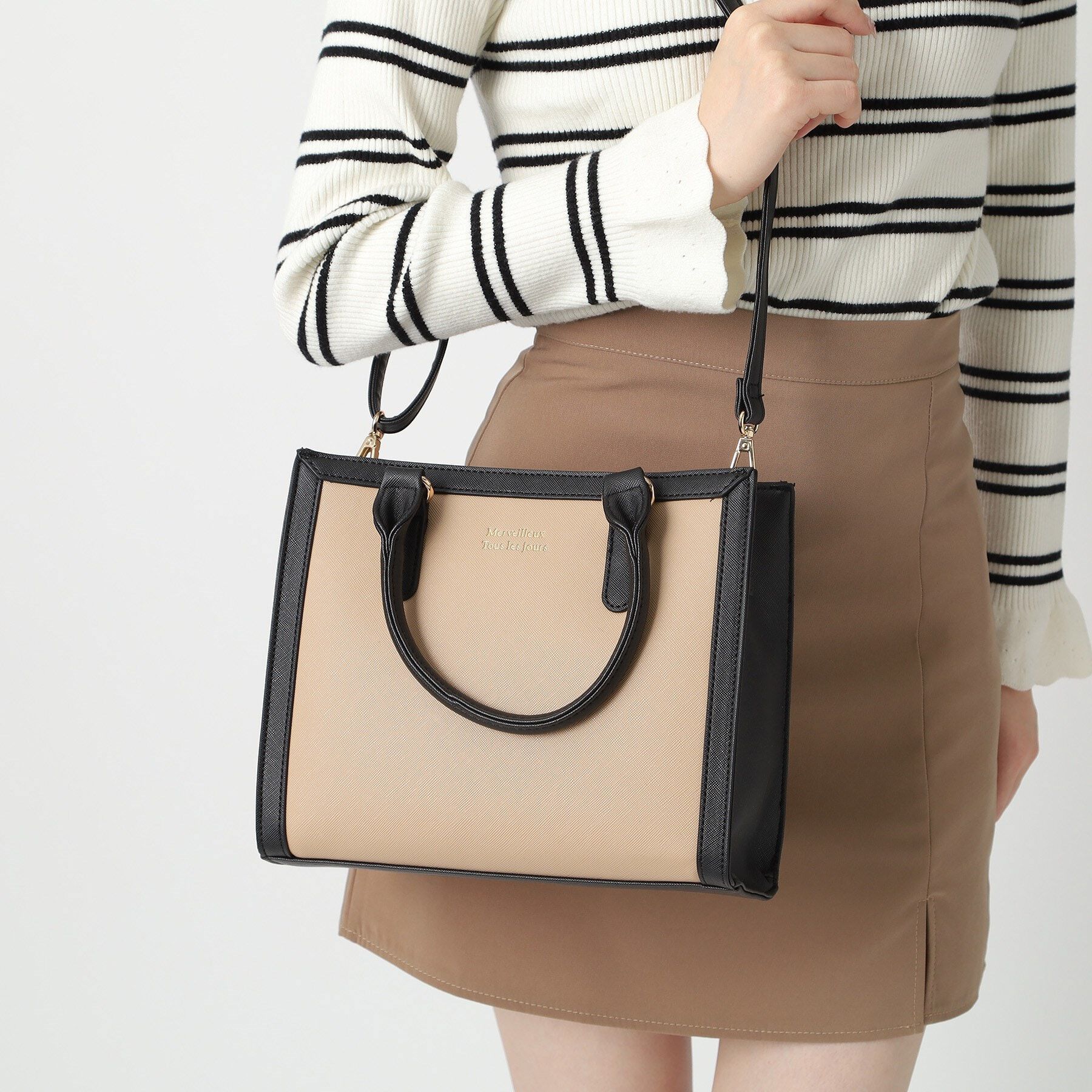 Ober Tashe「バイカラー2WAYスクエアショルダーミニトートバッグ」|ショルダー・メッセンジャー|