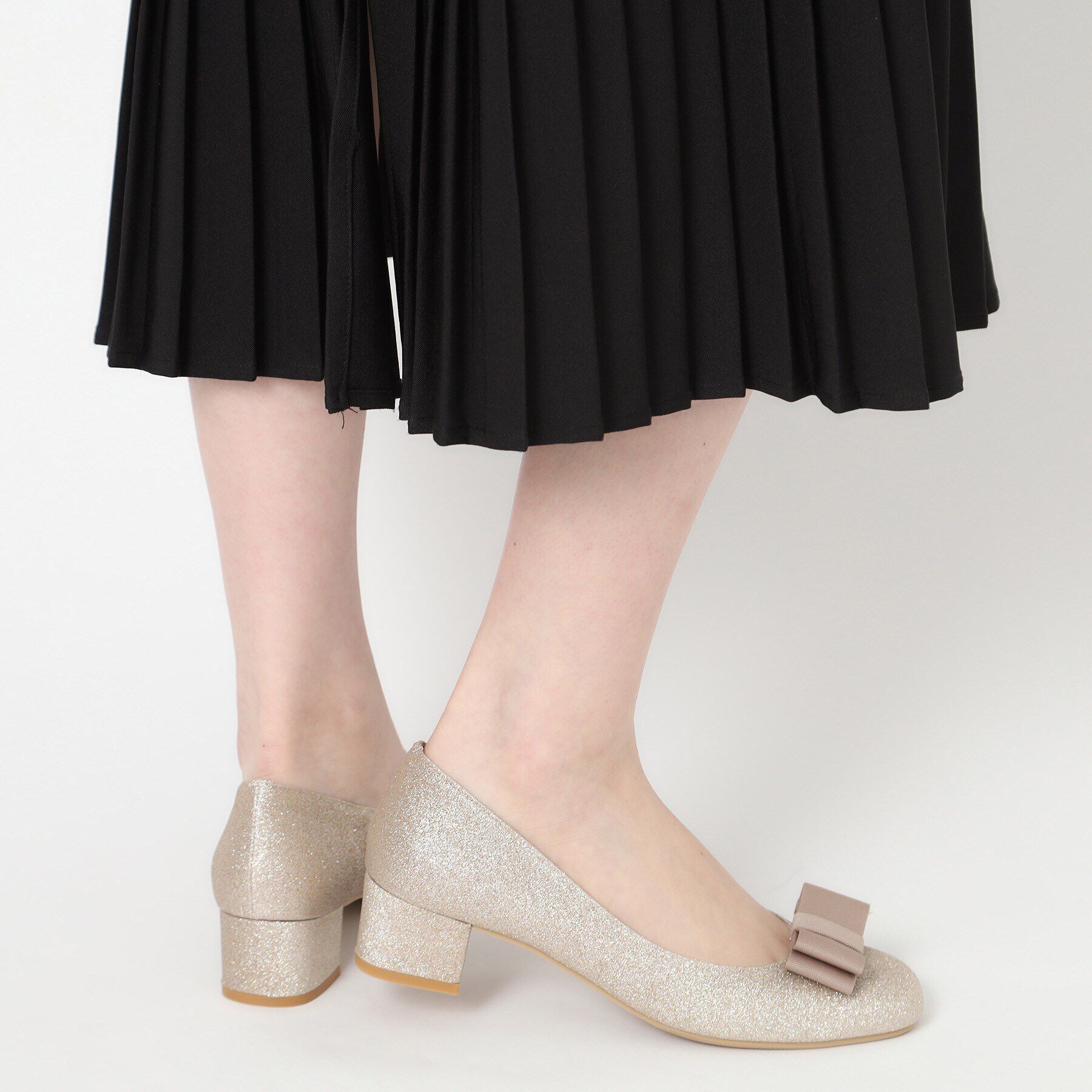 ESPERANZA「2WAYリボンスクエアトゥグリッターパンプス　結婚式二次会 パーティー 24SS」|パンプス|