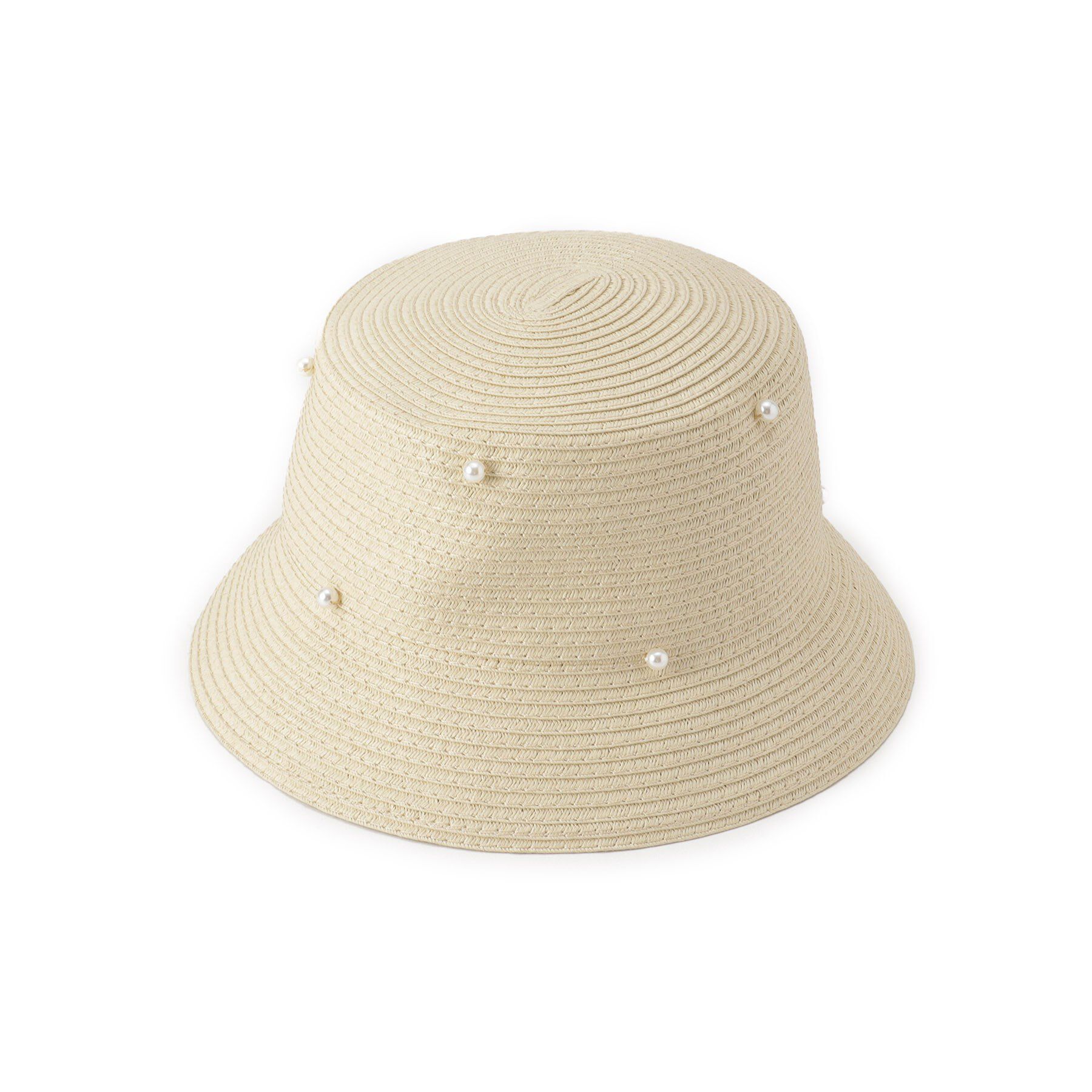 Grandedge「【接触冷感テープ使用】フェイクパールペーパーベルハット」|ハット|ベージュ(052)
