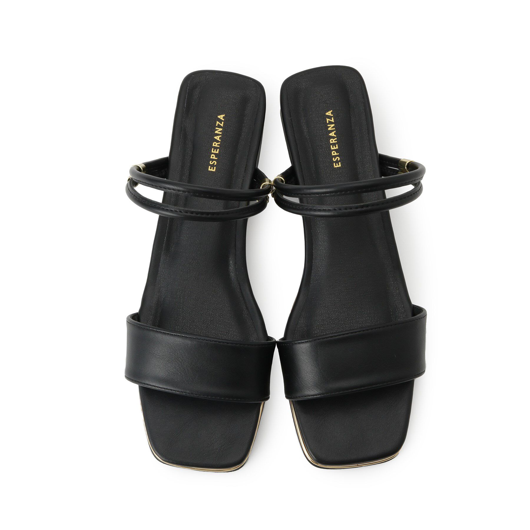 ESPERANZA「スクエアトゥクリアローヒールサンダル」|サンダル|