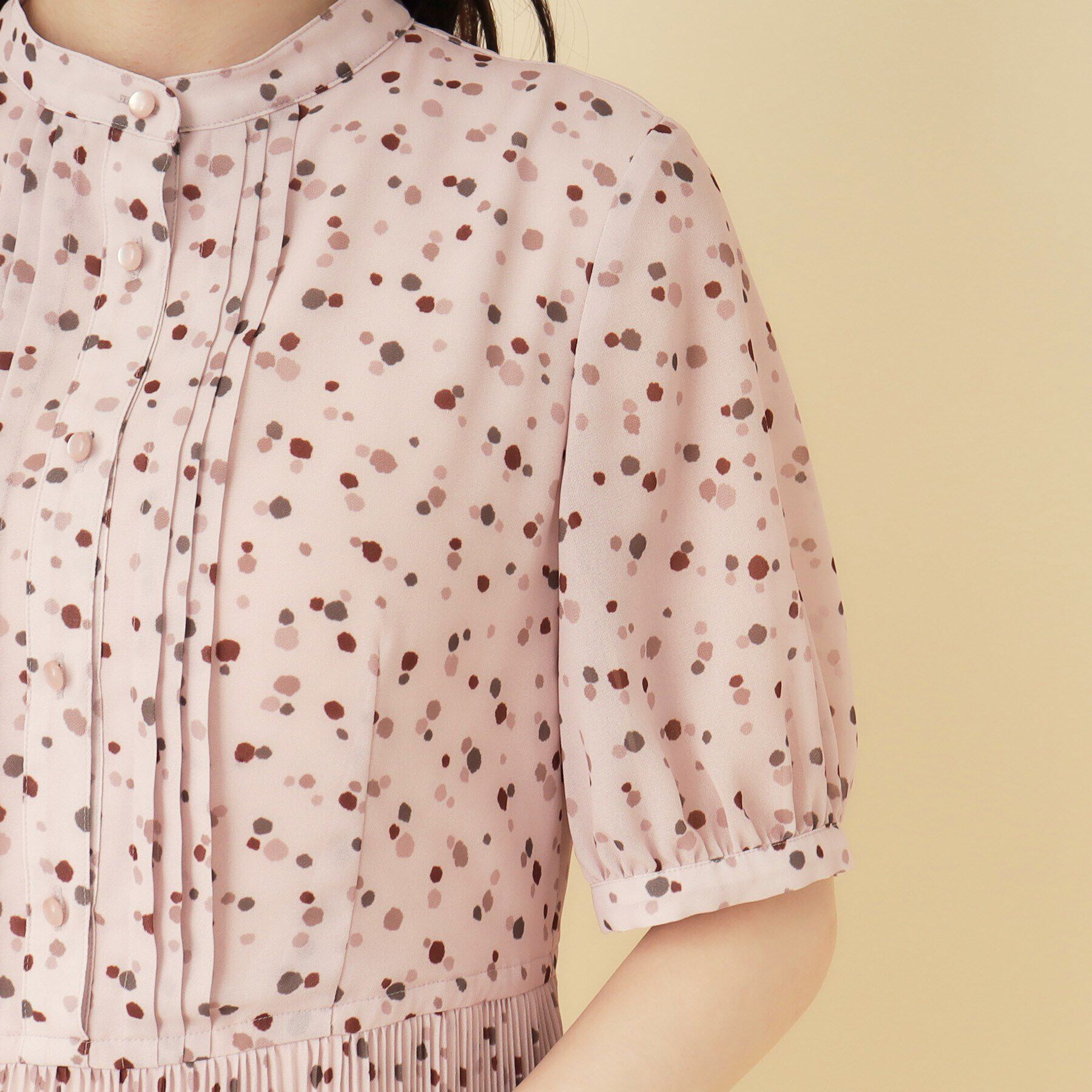 SunaUna「【ドット柄／ポリエステル】シフォンプリーツワンピース」|ワンピース|