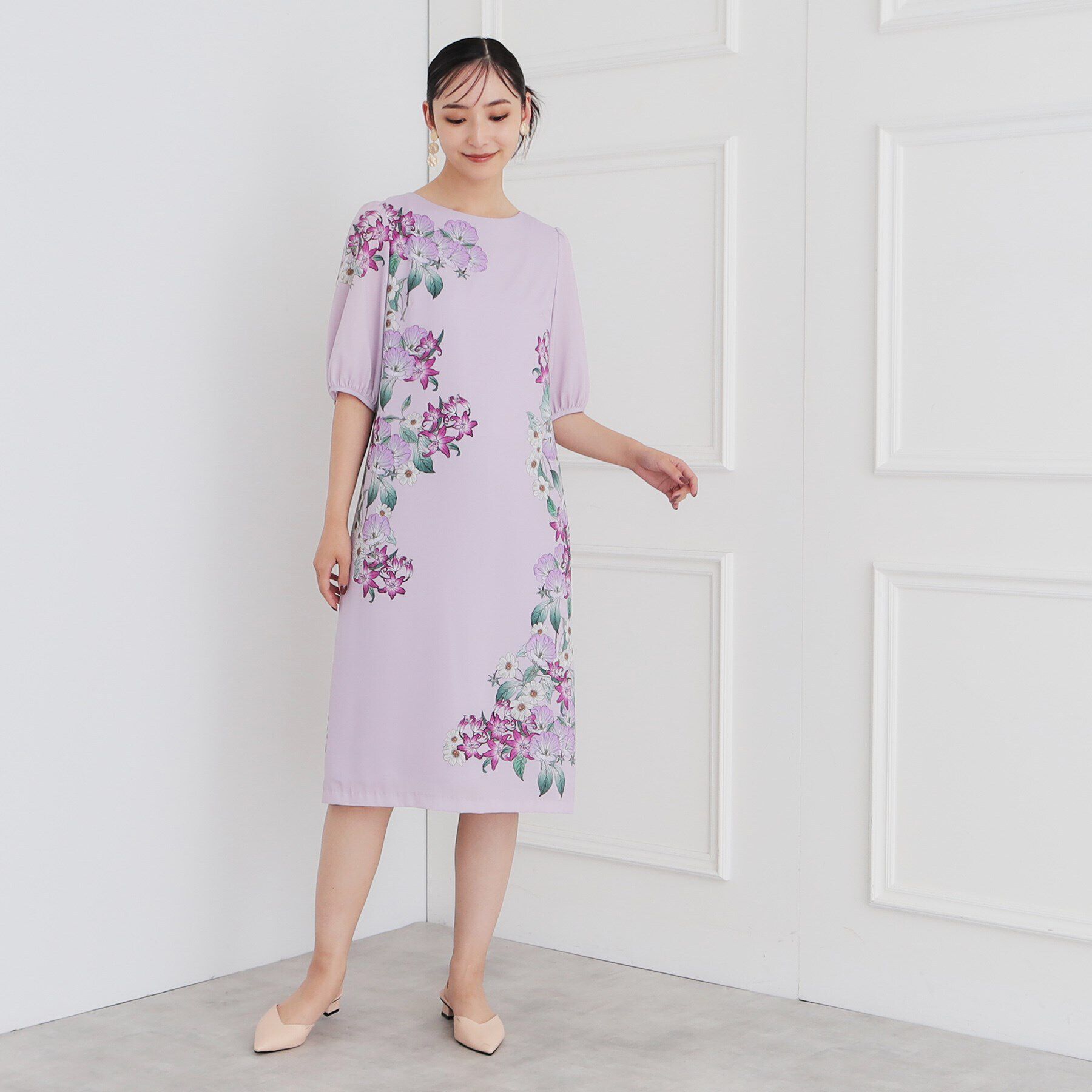 SunaUna「【＆yours project／パネル柄】フラワープリントワンピース」|ワンピース|