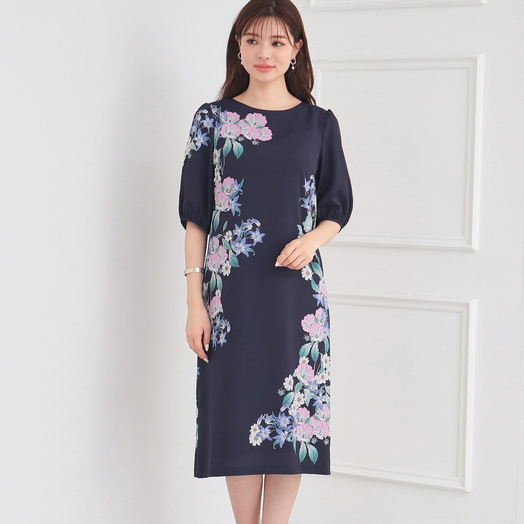 SunaUna「【＆yours project／パネル柄】フラワープリントワンピース」|ワンピース|