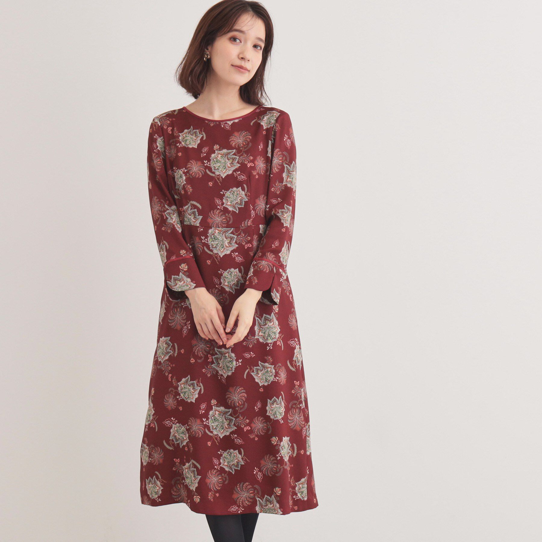 SunaUna「【＆yours project／SS～L】オリエンタルプリントワンピース」|ワンピース|レッド(163)