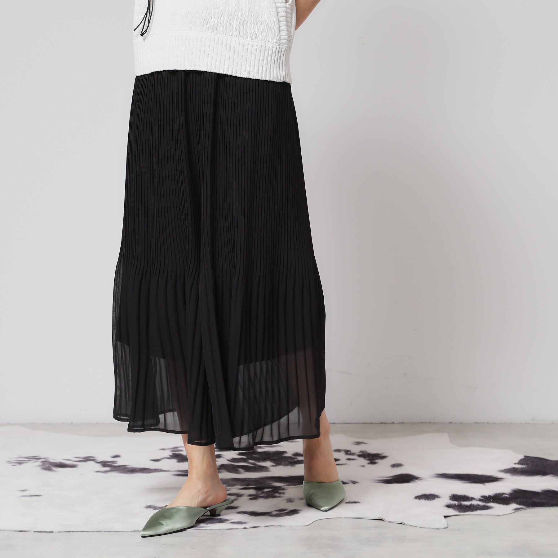 SunaUna「【ウエストゴム／ウォッシャブル】プリーツパンツ」|その他|ブラック(019)