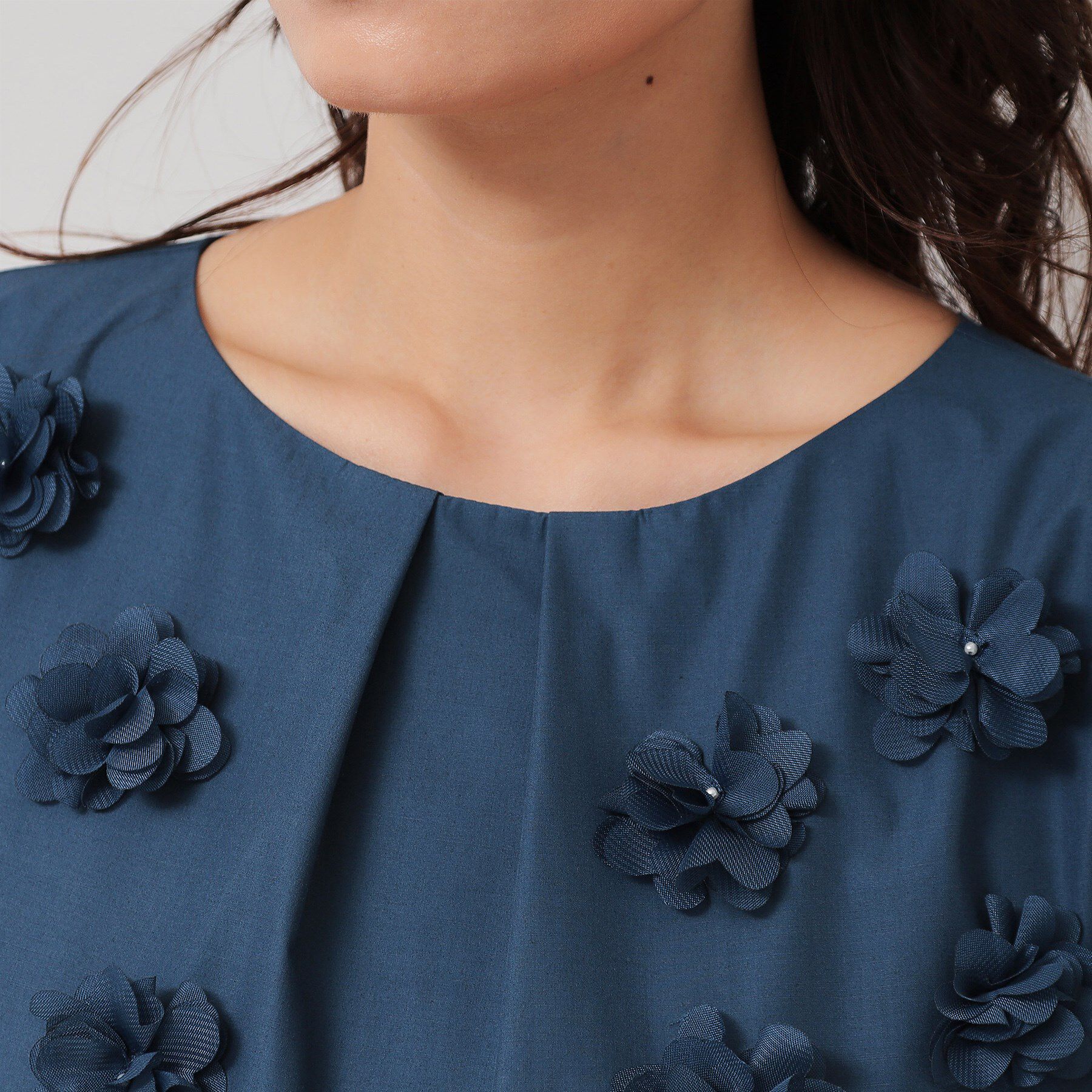 SunaUna「【接触冷感／フラワーモチーフ】フレンチスリーブワンピース」|ワンピース|