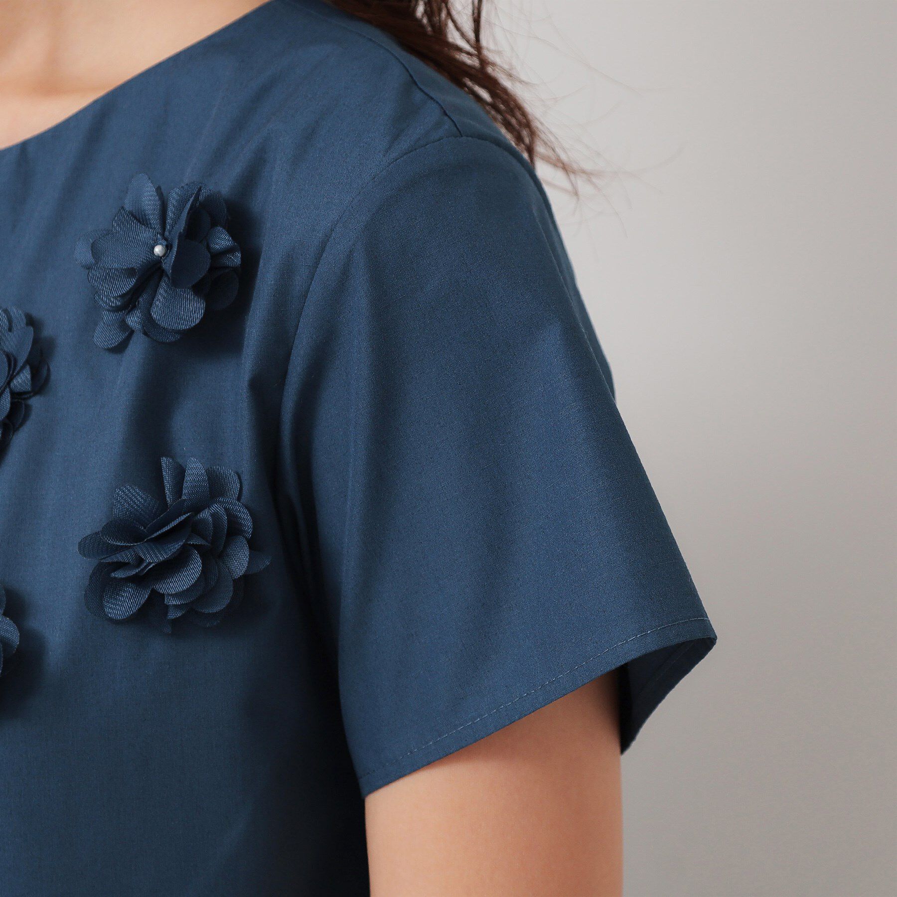 SunaUna「【接触冷感／フラワーモチーフ】フレンチスリーブワンピース」|ワンピース|