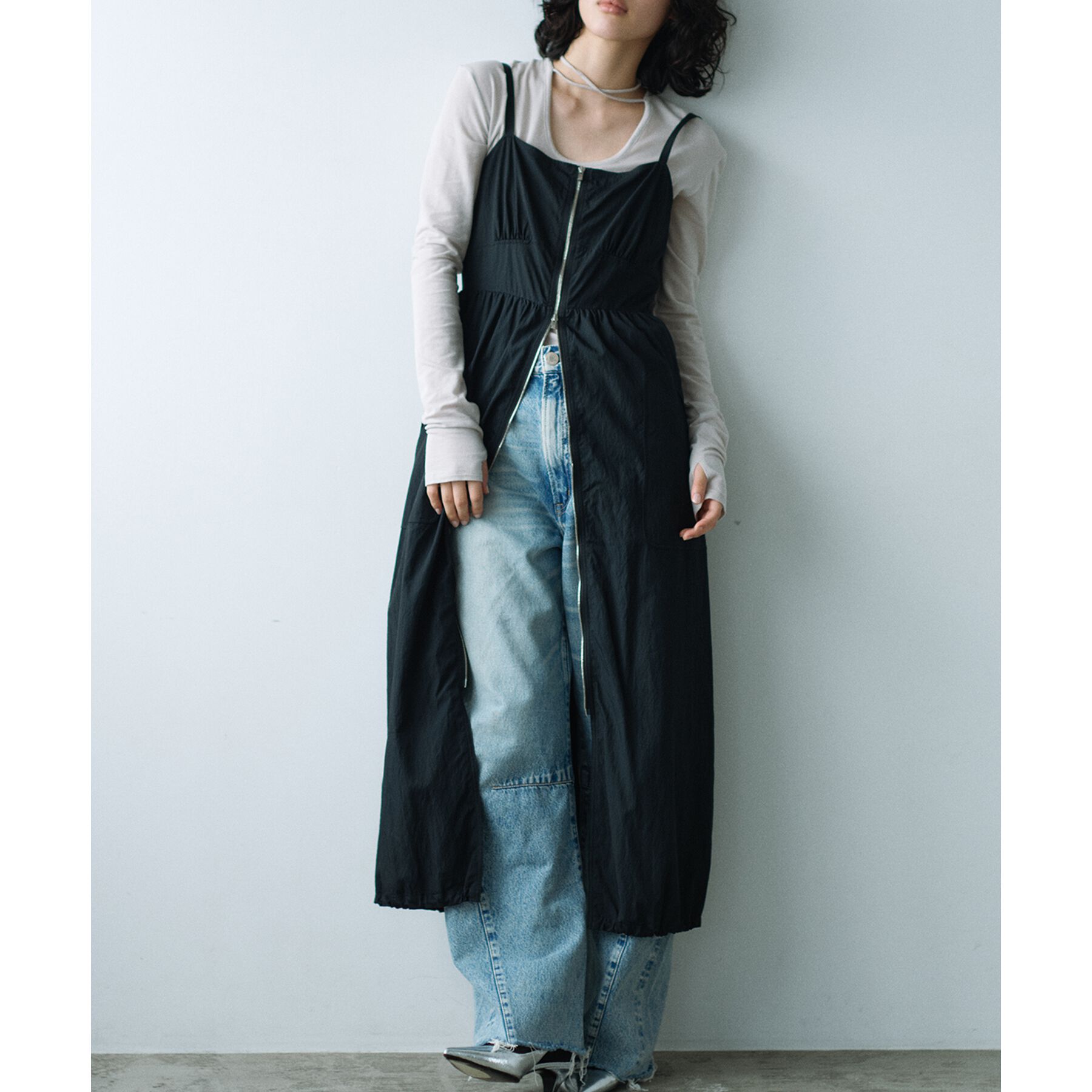 CODE A「zip－front dress」|ワンピース|ブラック(019)
