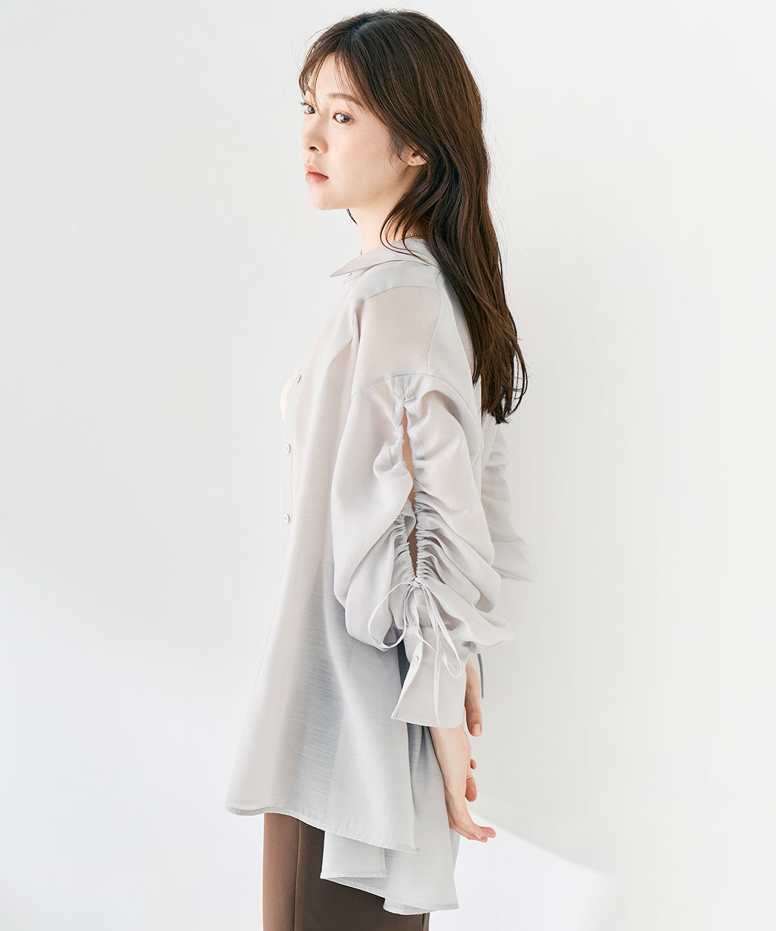 COCO DEAL「ギャザースリーブシアーシャツ」|シャツ・ブラウス|