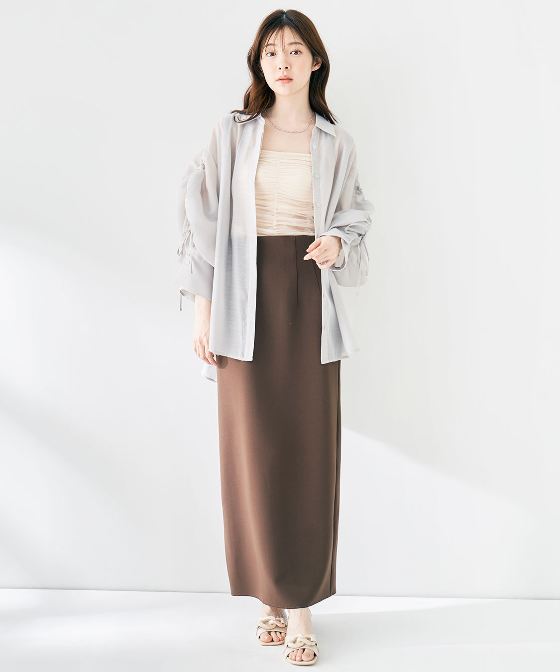 COCO DEAL「ギャザースリーブシアーシャツ」|シャツ・ブラウス|