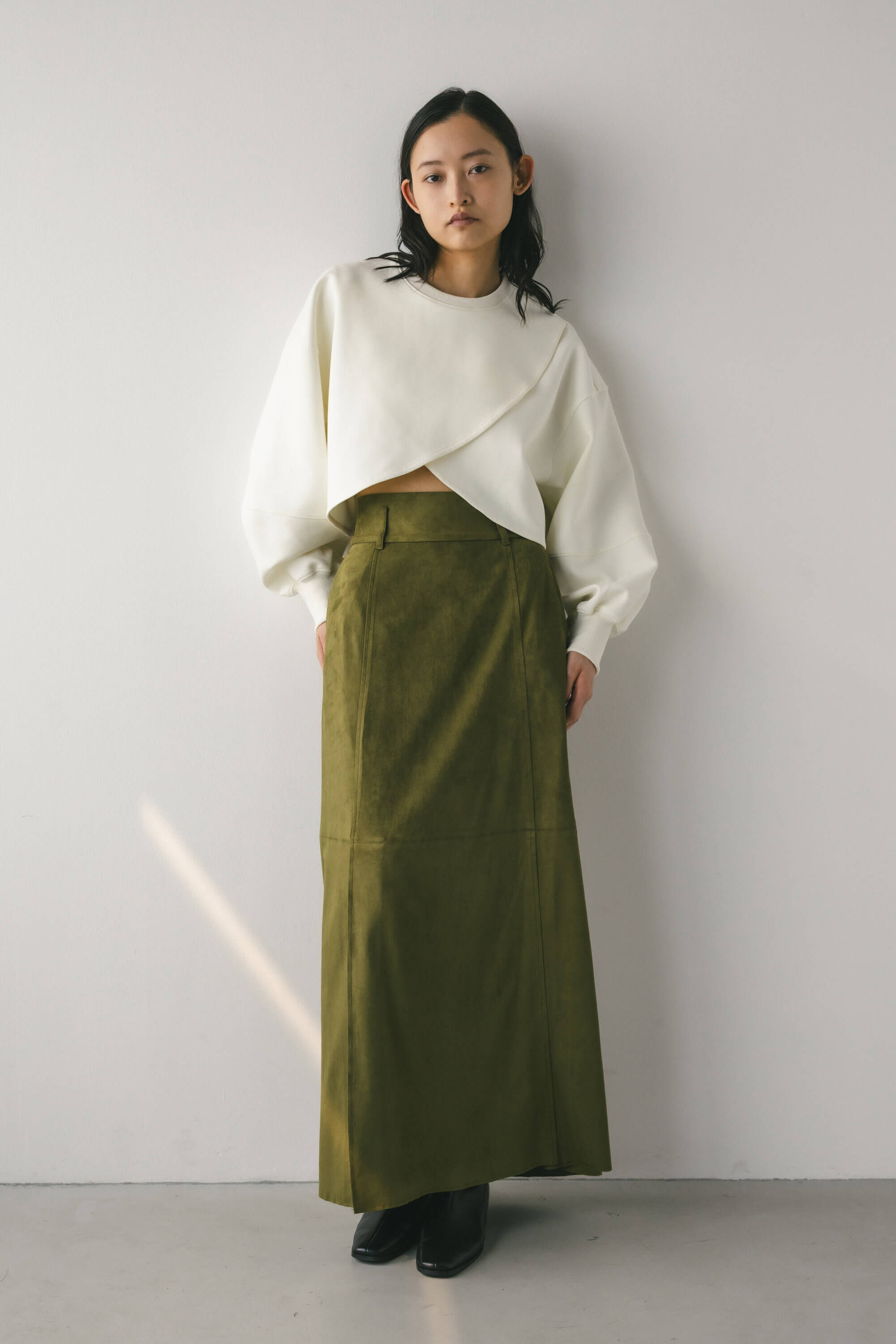 STYLEMIXER「フェイクスウェードパネルフレアスカート」|スカート|