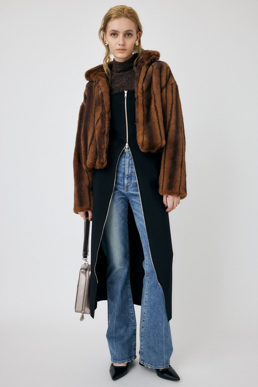 MOUSSY「ZIP UP KNIT ドレス」|ワンピース|BLK