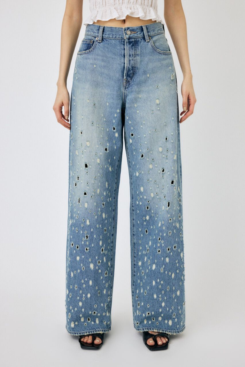 MOUSSY「DESTROYED MIDRISE BAGGY」|デニム|