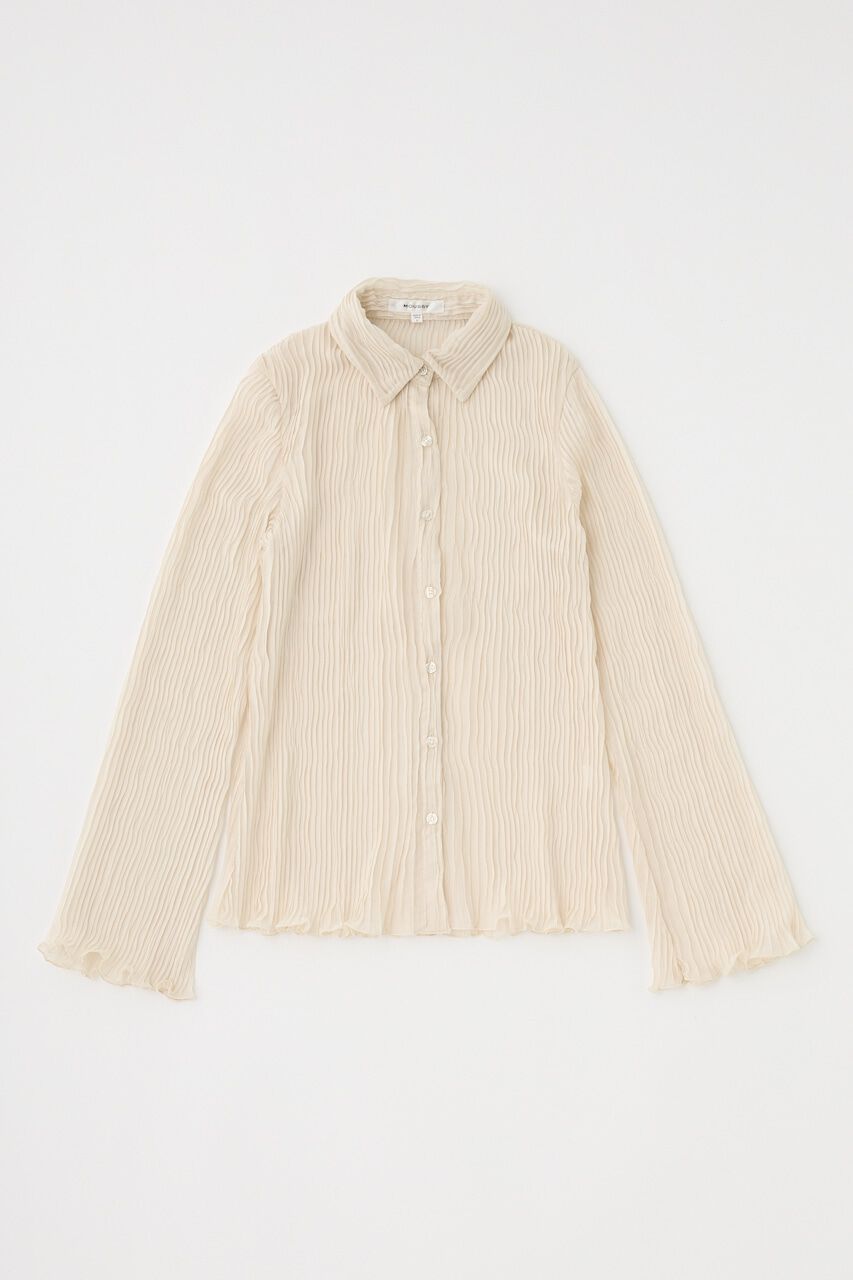 MOUSSY「SHEER PLEATS シャツ」|シャツ・ブラウス|O/WHT1