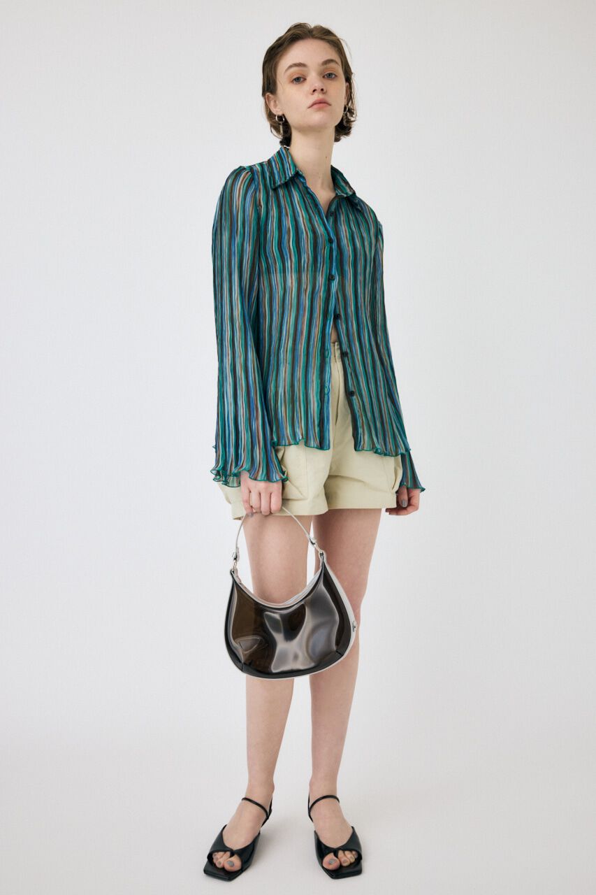 MOUSSY「SHEER PLEATS シャツ」|シャツ・ブラウス|柄GRN5