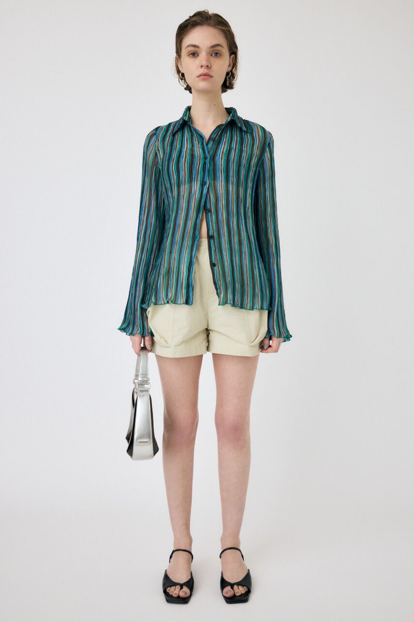 MOUSSY「SHEER PLEATS シャツ」|シャツ・ブラウス|