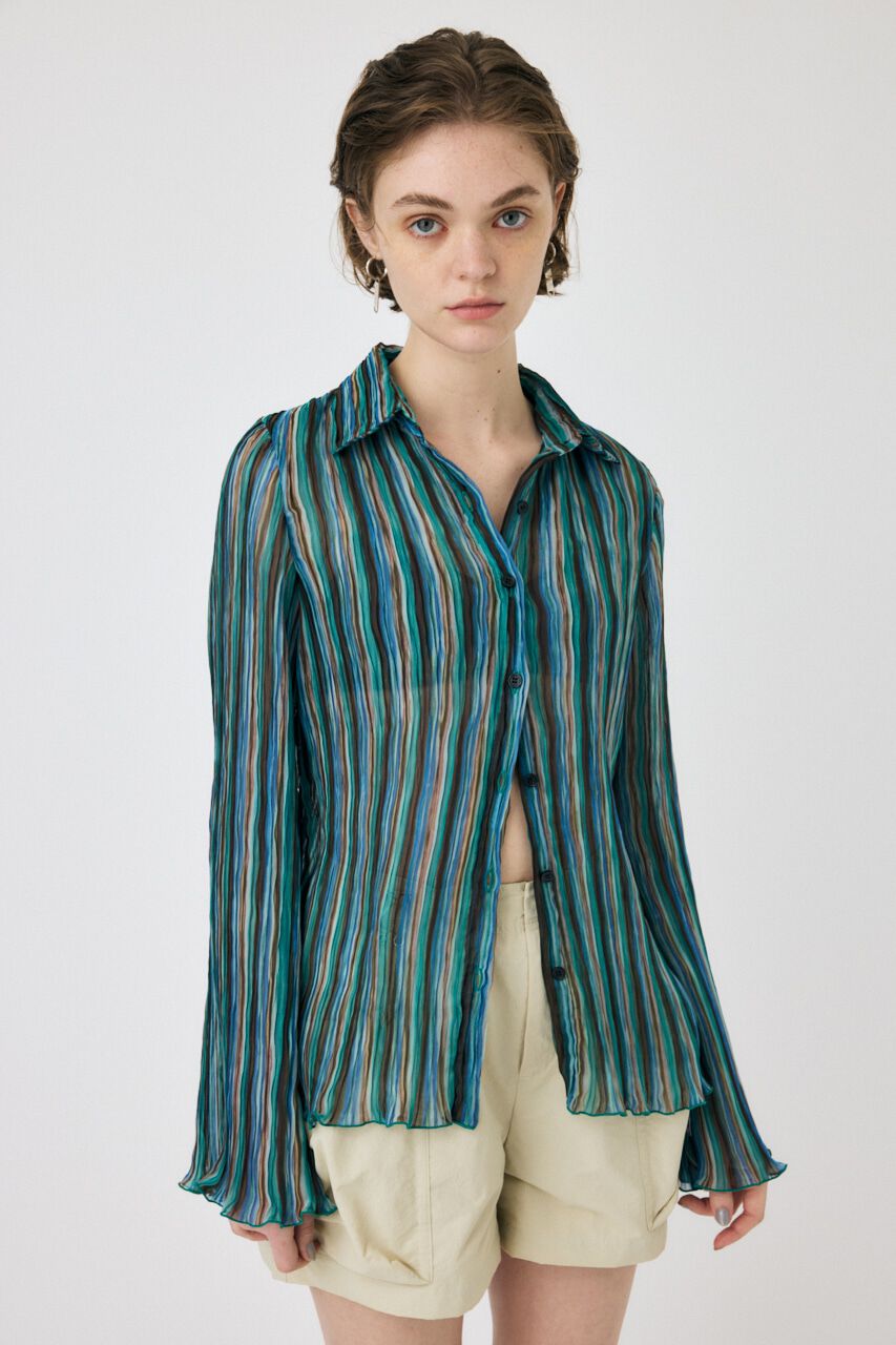 MOUSSY「SHEER PLEATS シャツ」|シャツ・ブラウス|