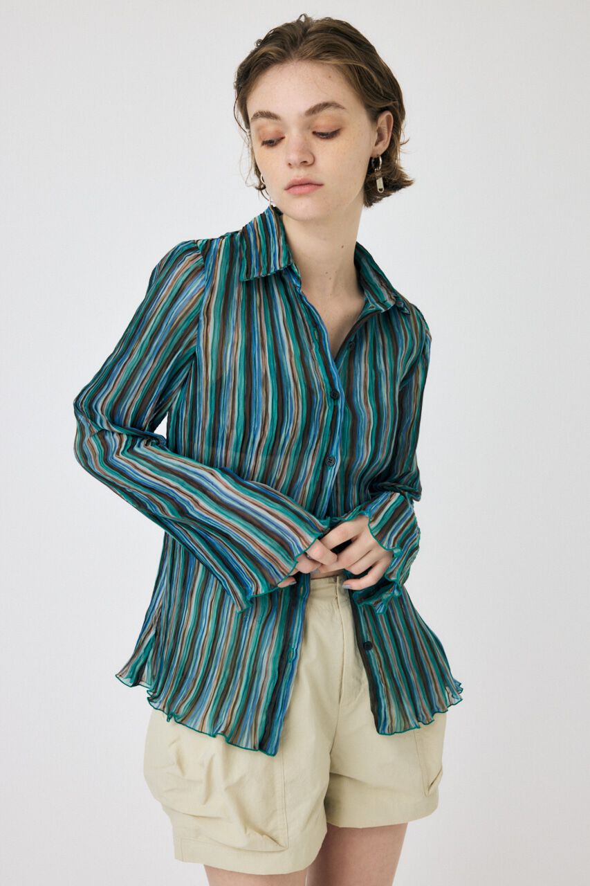 MOUSSY「SHEER PLEATS シャツ」|シャツ・ブラウス|