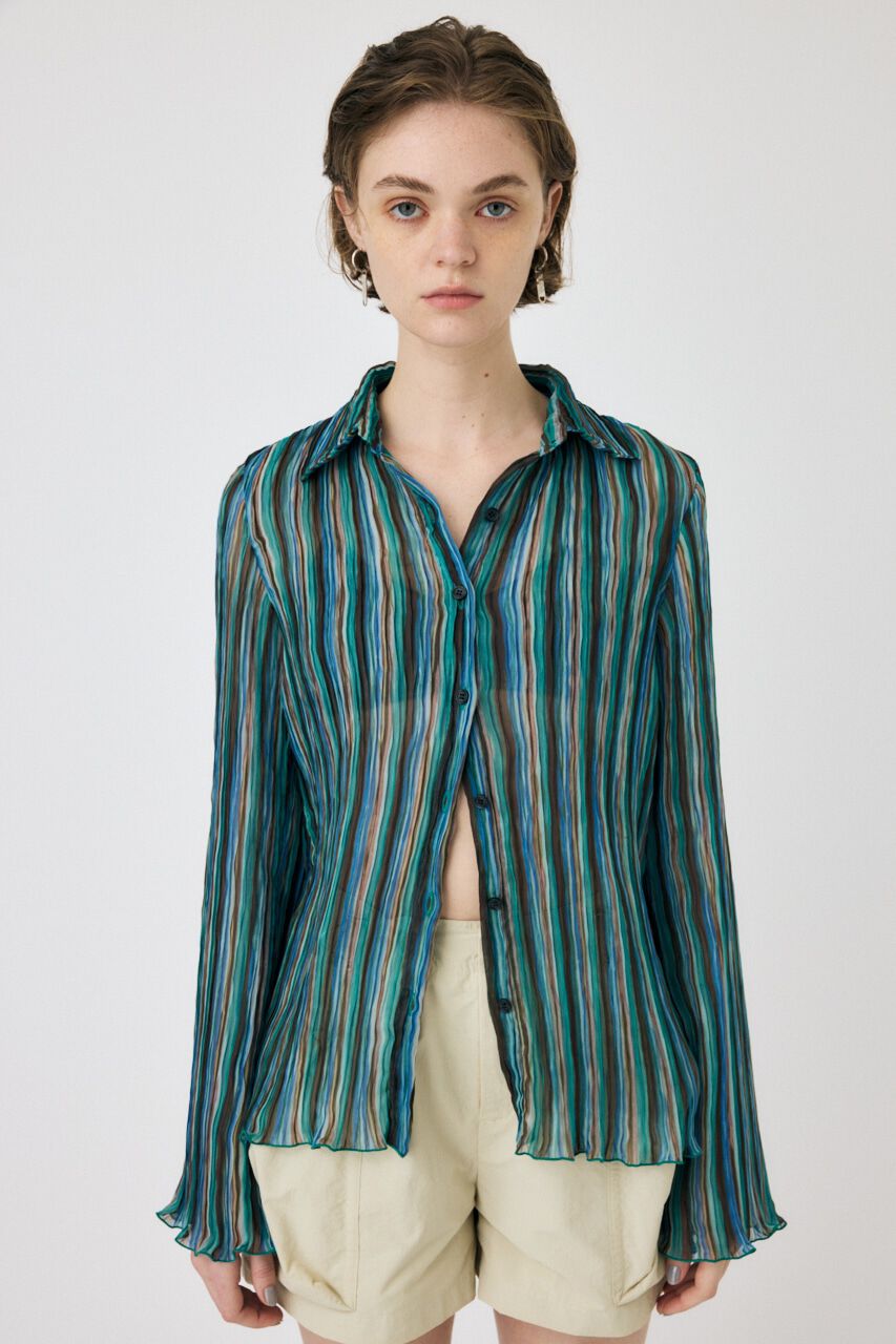 MOUSSY「SHEER PLEATS シャツ」|シャツ・ブラウス|