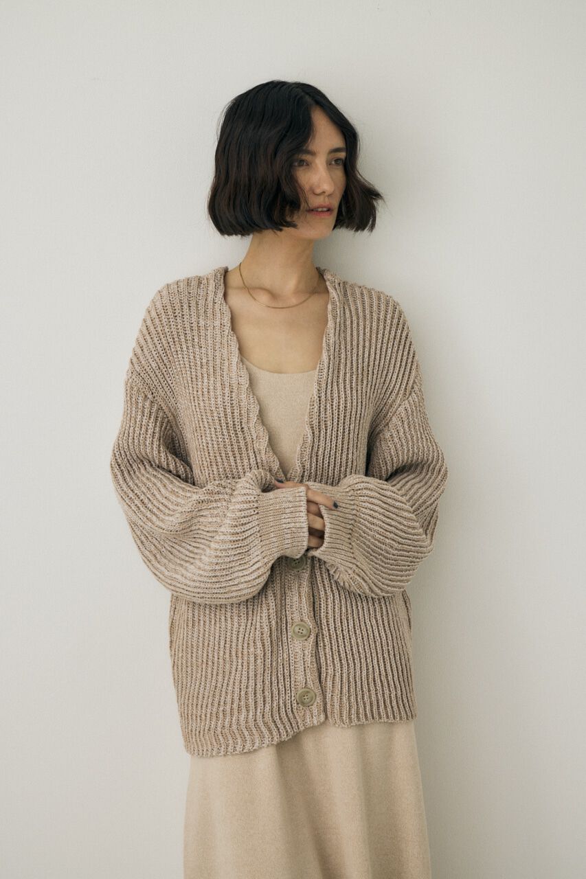 MOUSSY「メランジニットカーディガン　コットン&times;リサイクルポリエステル混」|カーディガン|