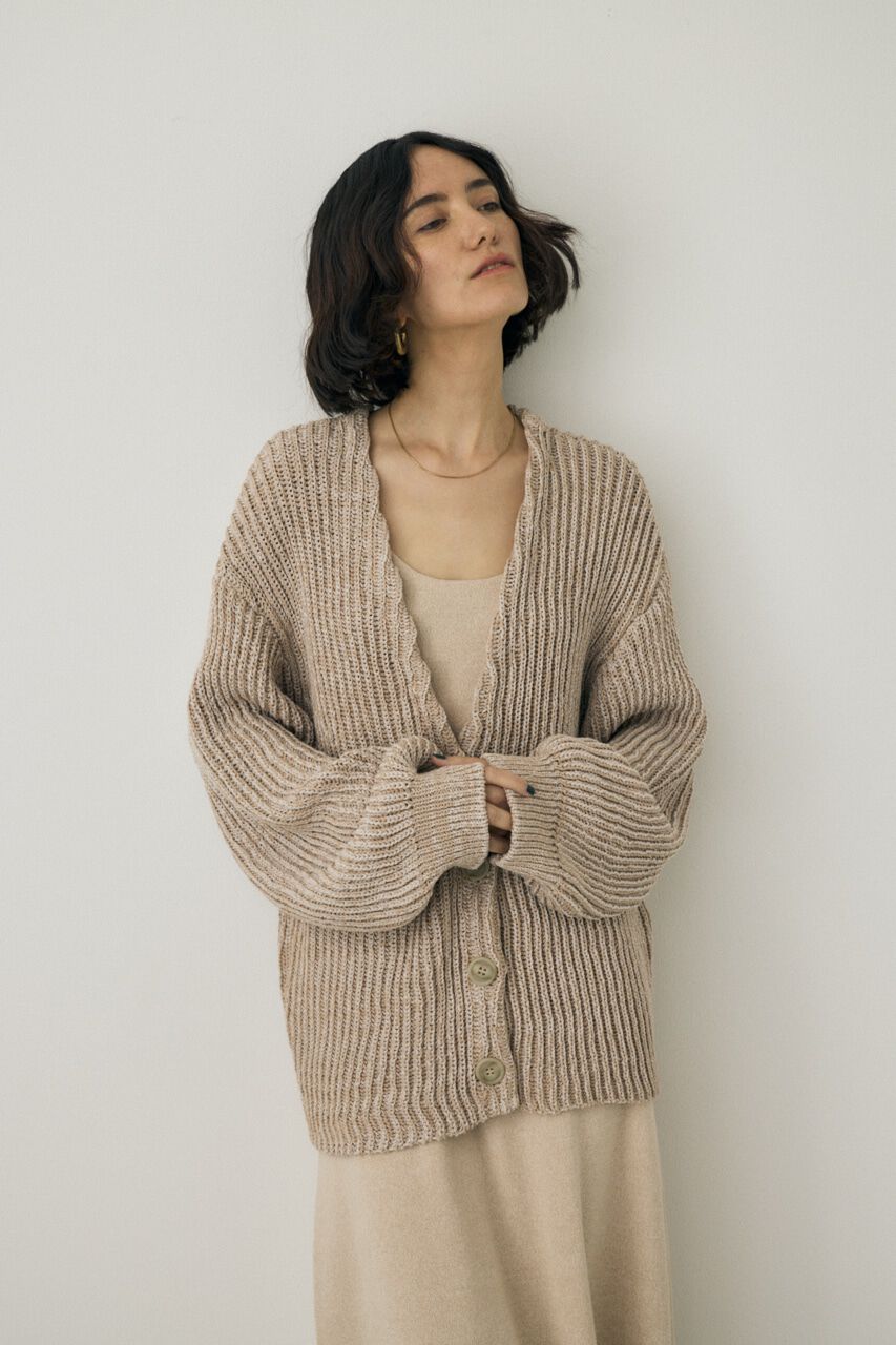 MOUSSY「メランジニットカーディガン　コットン&times;リサイクルポリエステル混」|カーディガン|