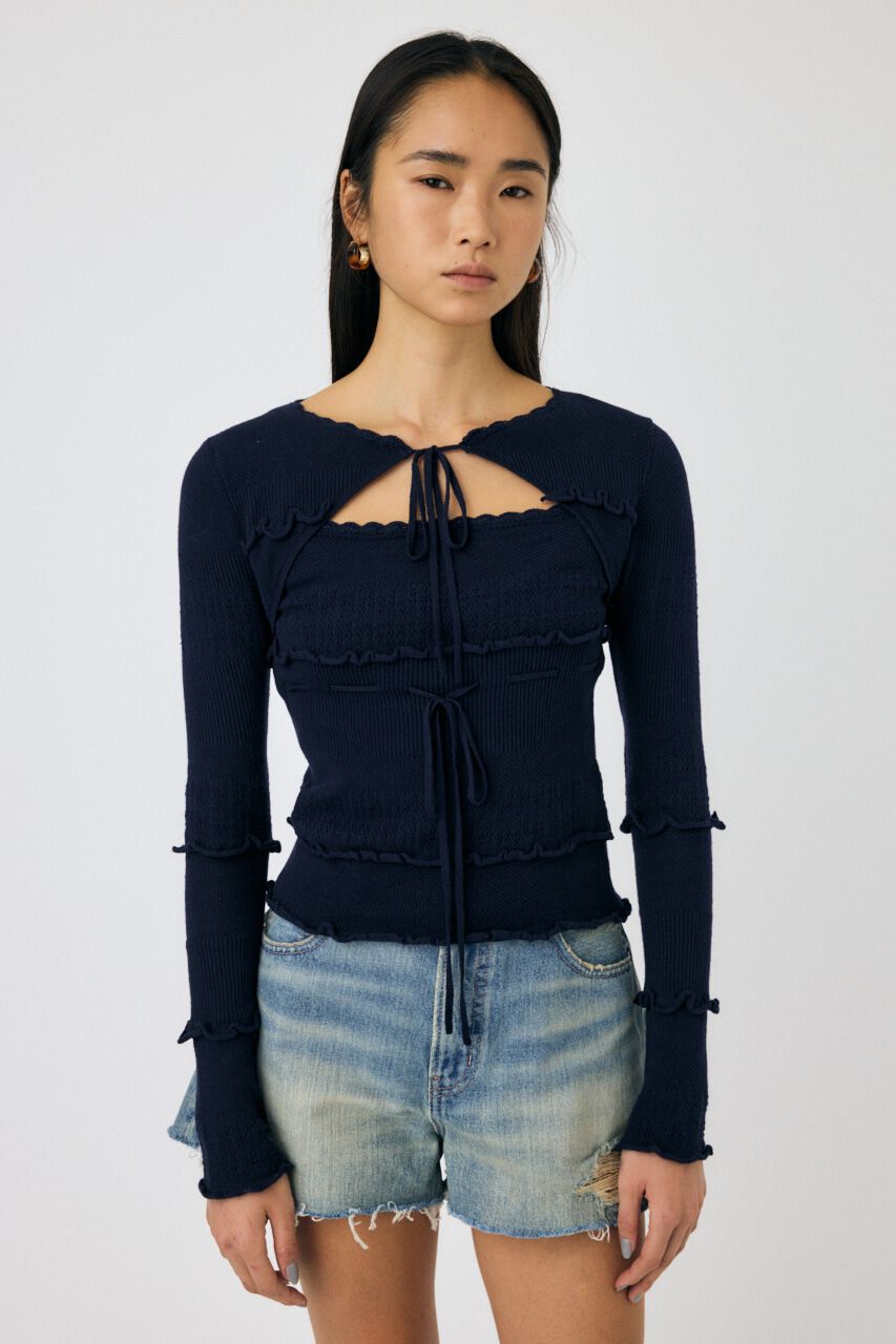MOUSSY「BOW DESIGN ニットトップス」|ニット・セーター|NVY