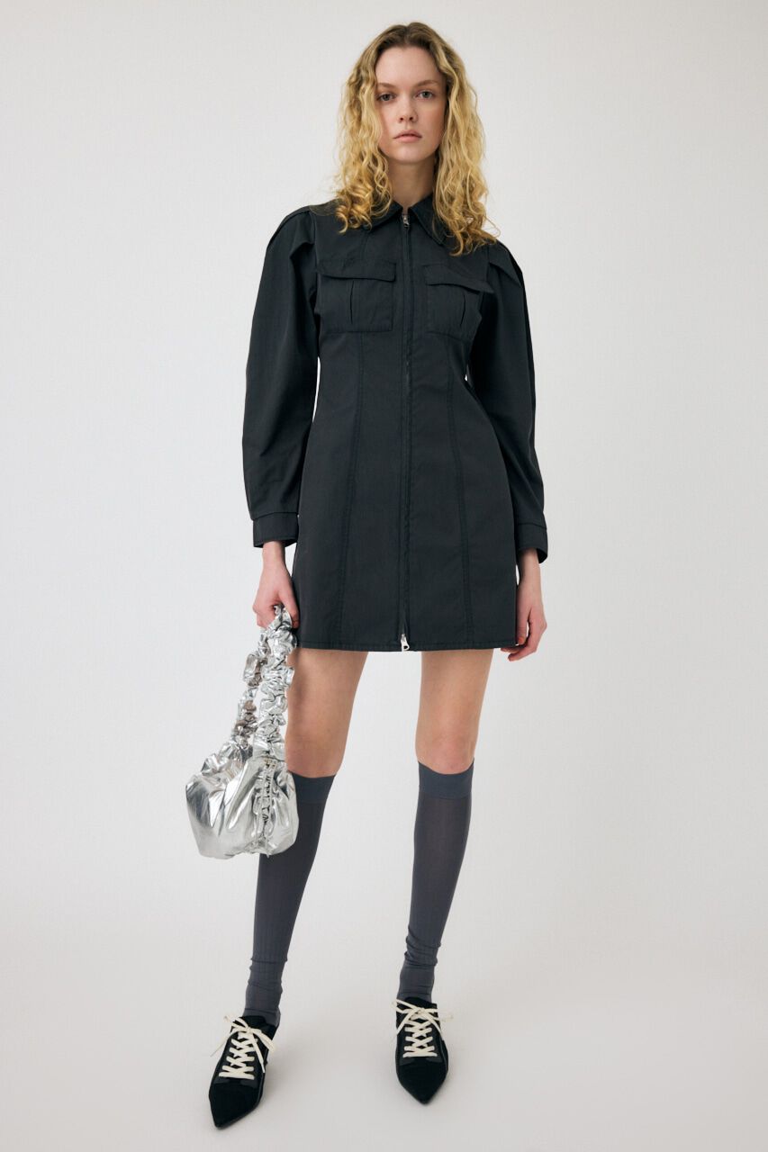 MOUSSY「PATCH POCKET ZIPUP ワンピース」|ワンピース|L/BLK1