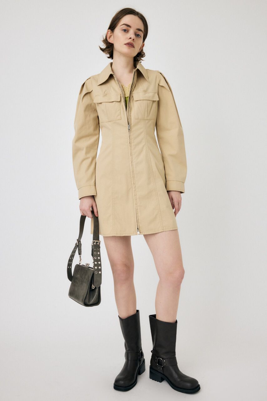 MOUSSY「PATCH POCKET ZIPUP ワンピース」|ワンピース|L/BEG1