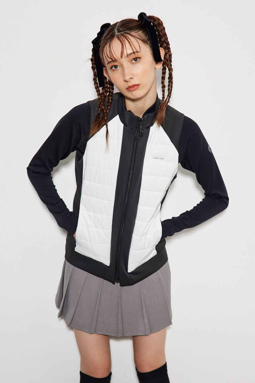 rienda「バイカラーパテッドベスト」|ダウンベスト・ベスト|