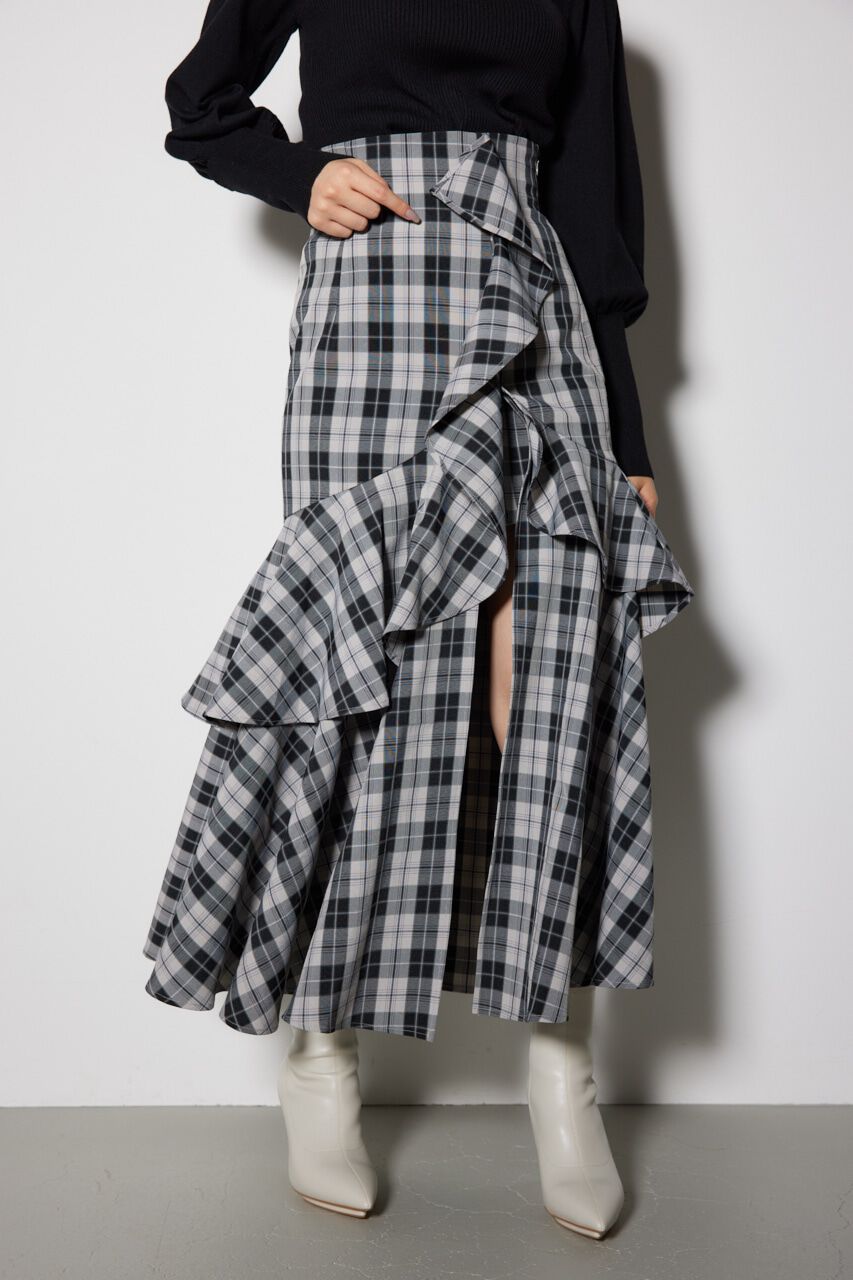 rienda「チェックフリルスリットスコートショートパンツ」|その他|