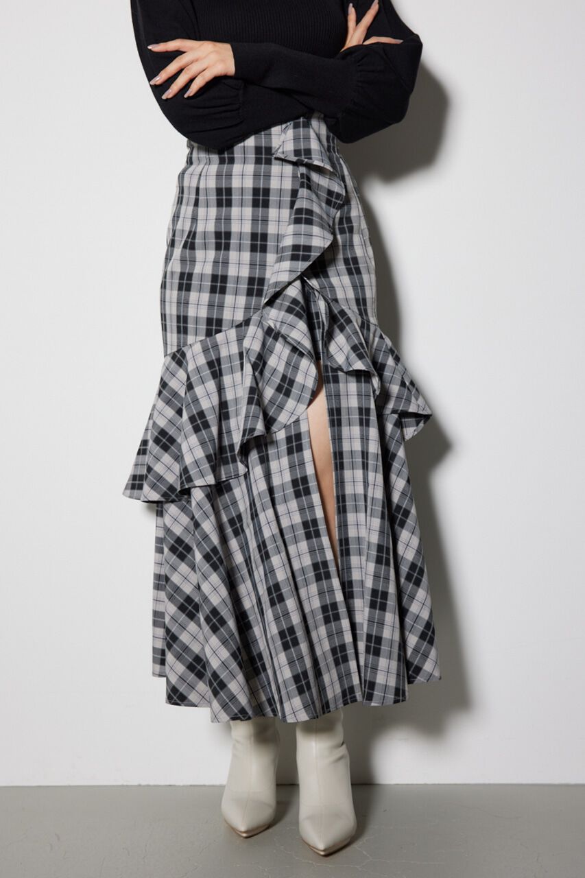 rienda「チェックフリルスリットスコートショートパンツ」|その他|