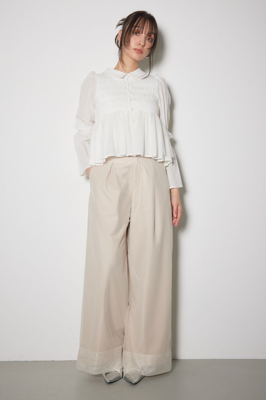 rienda「シャーリングフリルチュールブラウス」|ワンピース|