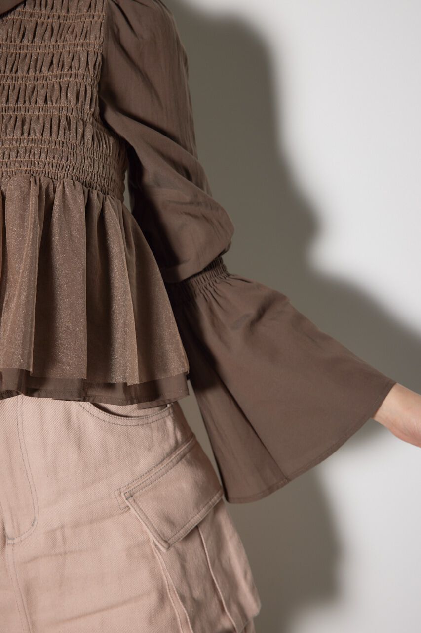 rienda「シャーリングフリルチュールブラウス」|ワンピース|