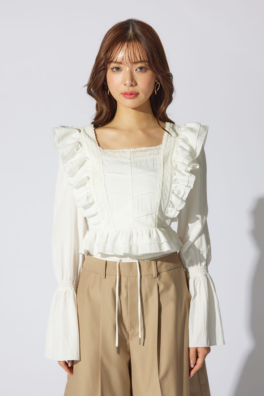 rienda「レースラインペプラムブラウス」|シャツ・ブラウス|