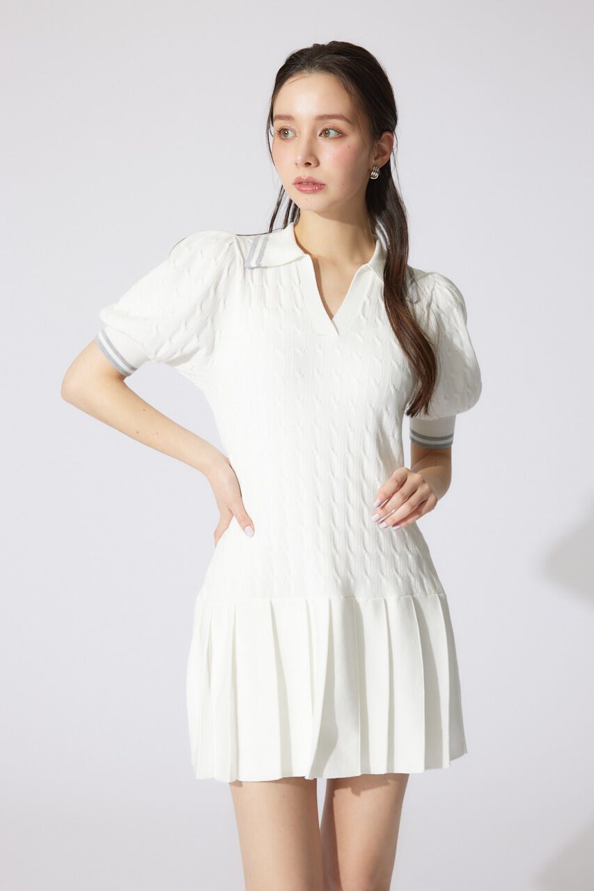 rienda「スキッパーデザインニットミニワンピース」|ワンピース|