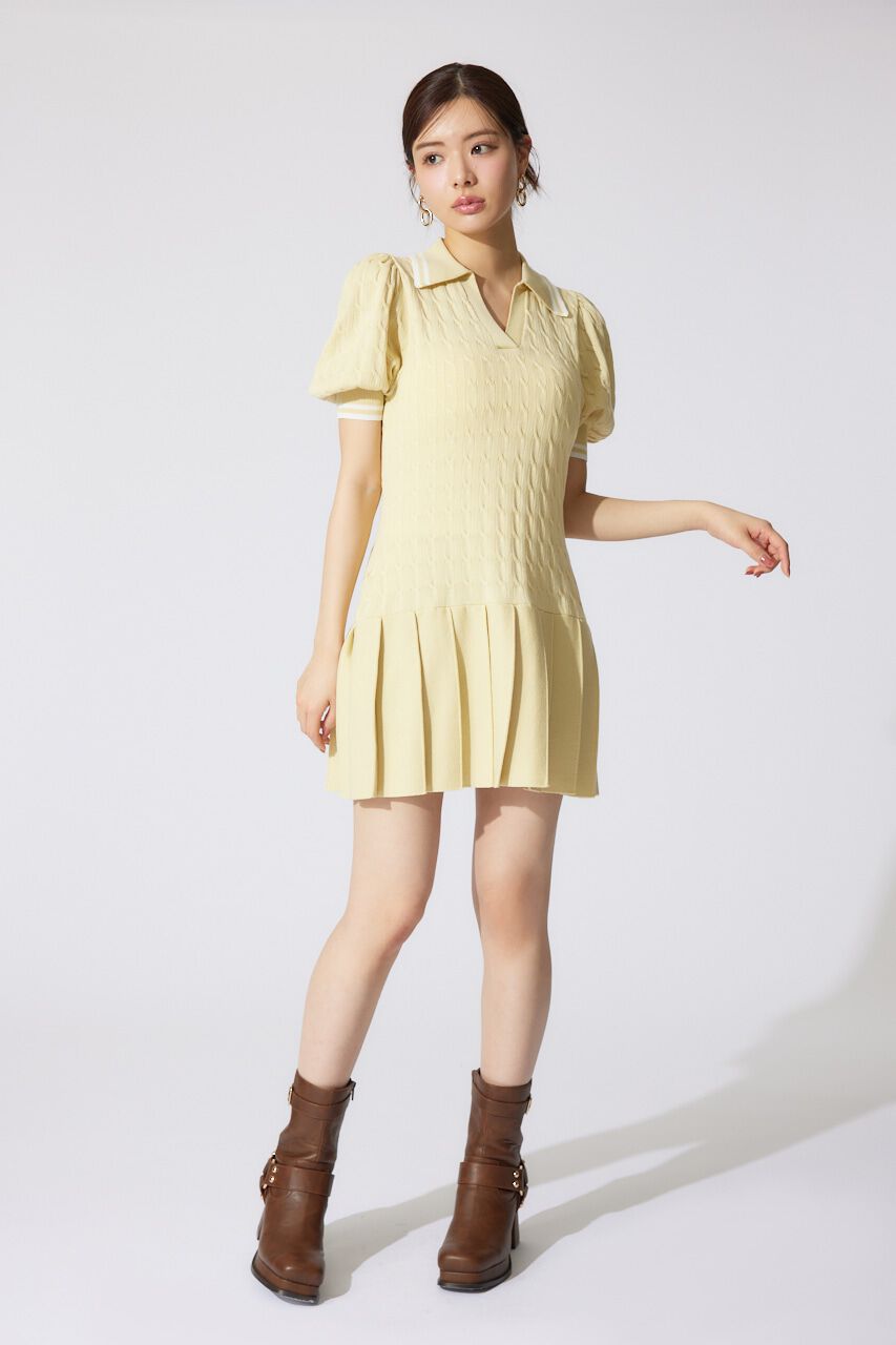 rienda「スキッパーデザインニットミニワンピース」|ワンピース|