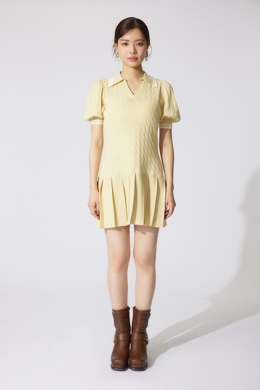 rienda「スキッパーデザインニットミニワンピース」|ワンピース|