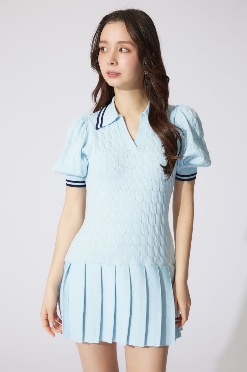 rienda「スキッパーデザインニットミニワンピース」|ワンピース|