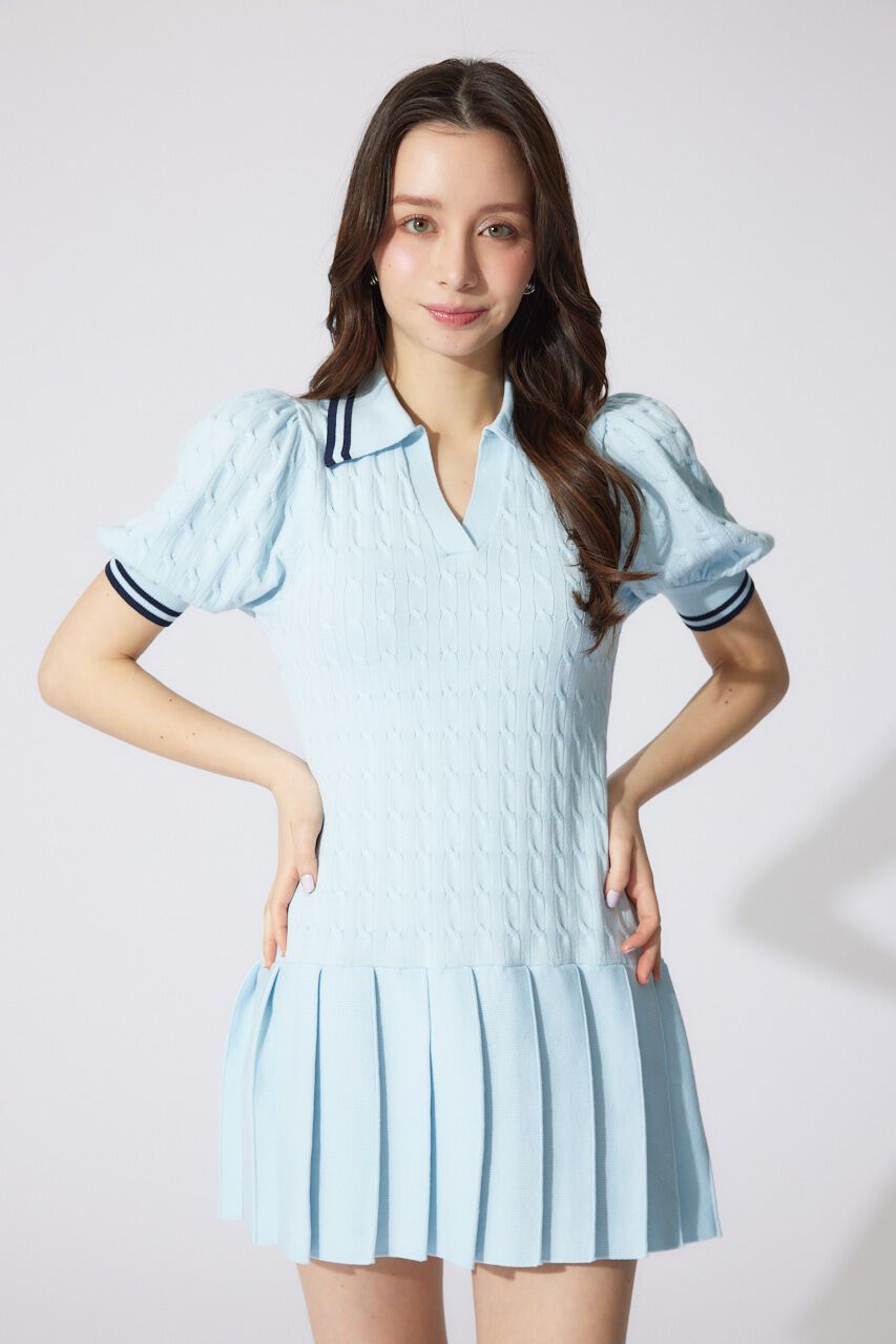 rienda「スキッパーデザインニットミニワンピース」|ワンピース|