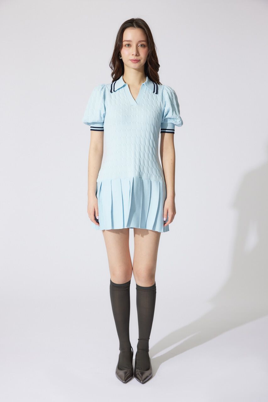 rienda「スキッパーデザインニットミニワンピース」|ワンピース|