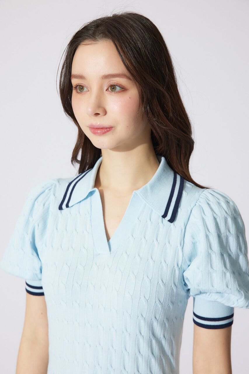 rienda「スキッパーデザインニットミニワンピース」|ワンピース|