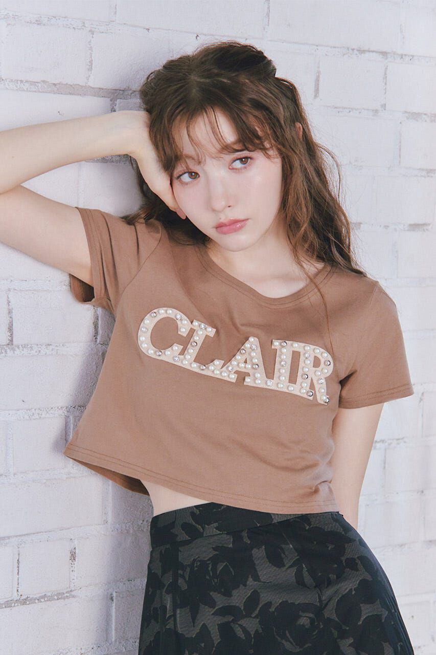 rienda「スランクビジューショートTシャツ」|Tシャツ・カットソー|BRN