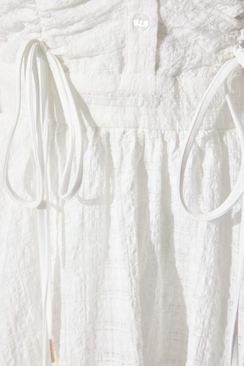 rienda「フロントシャーリングリボンミニハーフシャツフレアワンピース」|ワンピース|