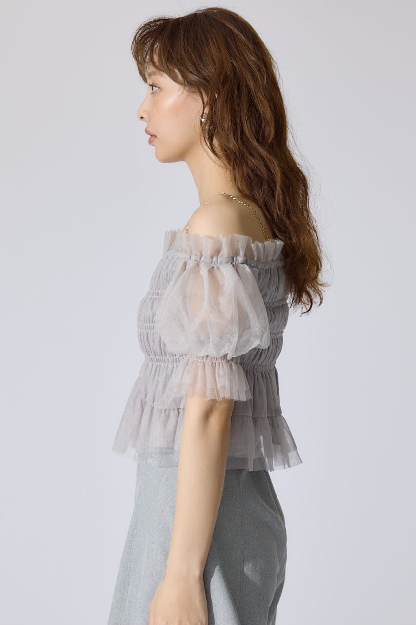 rienda「シアーオフショルショートスリーブブラウス」|シャツ・ブラウス|