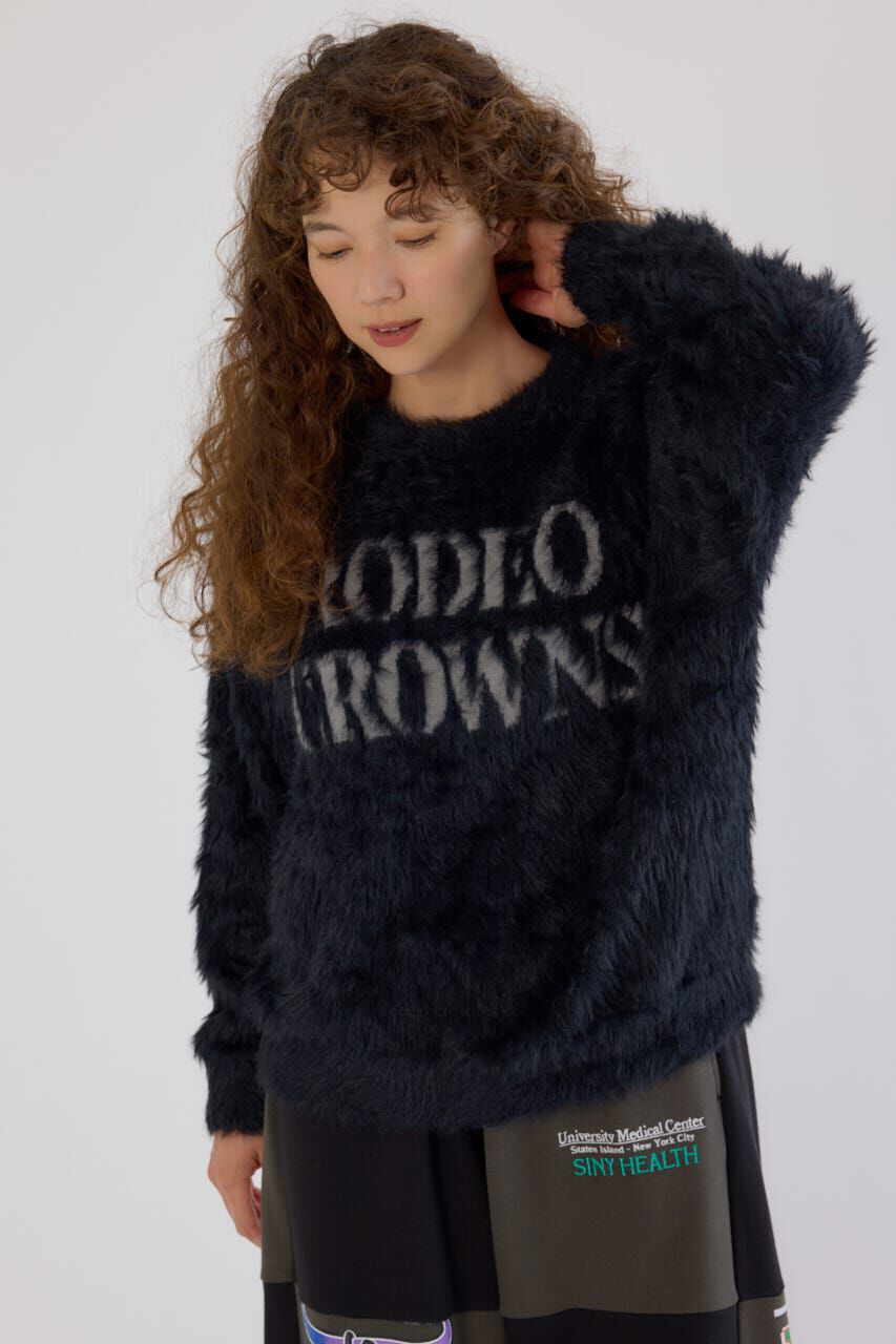 RODEO CROWNS「シャギーロゴニットトップス」|ニット・セーター|BLK
