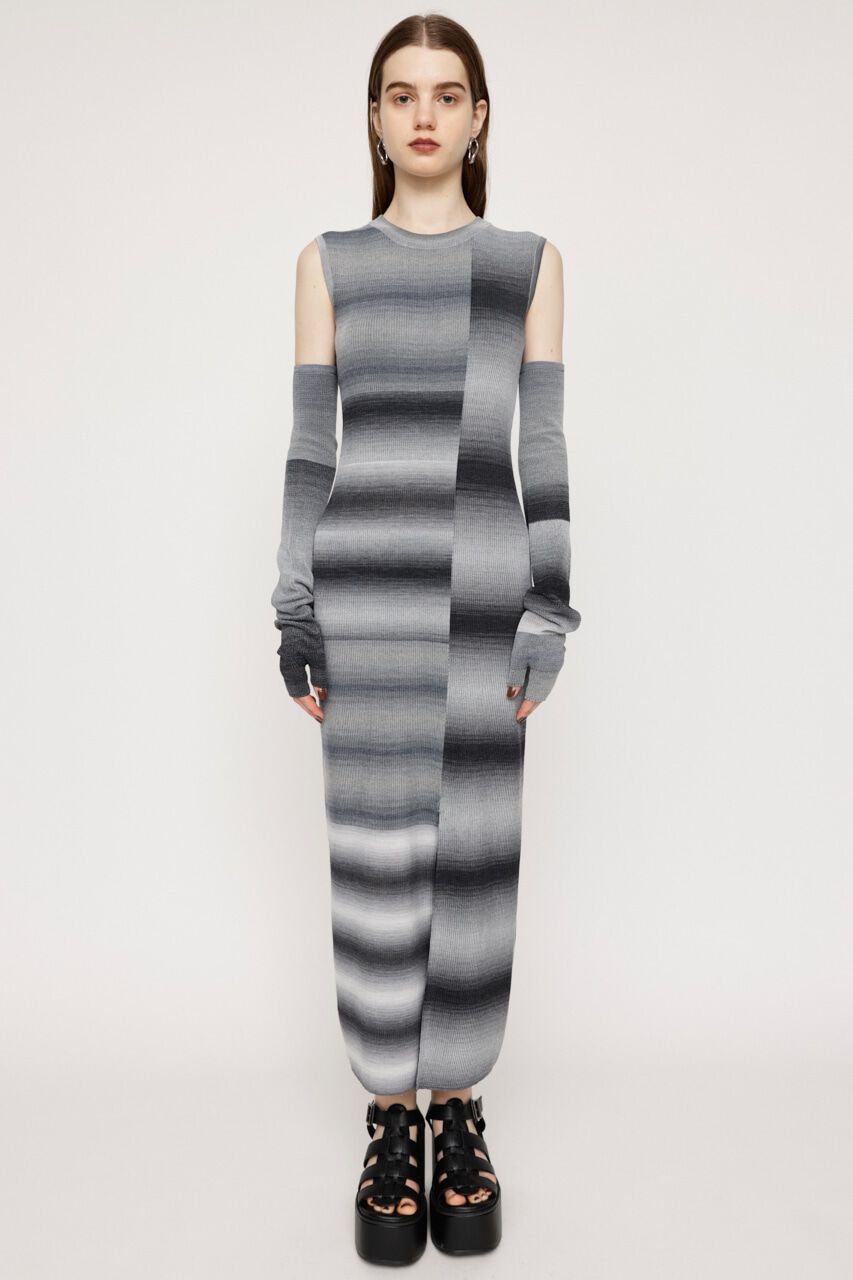 SLY「GRADATION BLOCKING HG ロングワンピース」|ワンピース|M/BLK7