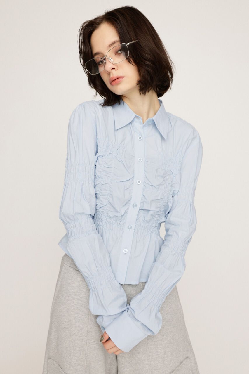 SLY「RANDOM SHIRRING トップス」|シャツ・ブラウス|L/BLU1